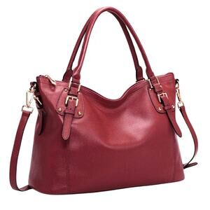 Kattee Pebbled Leather Satchel | Red, Gold Hardware Adjustable Strap EUC Used 1x